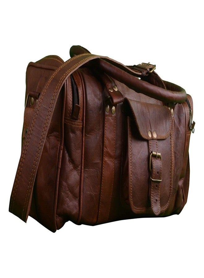 RSN 22 Inch Brown Genuine Leather Square Duffel/Travel/Gym/Sports Leather Bag - Image 5